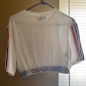Adidas white crop top size S